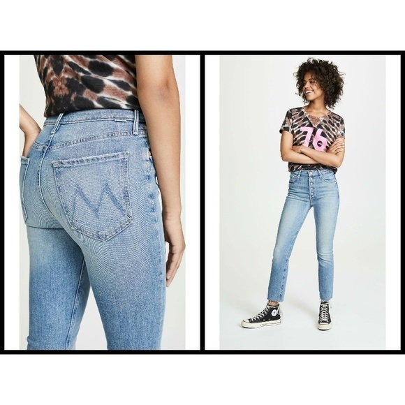💕MOTHER💕 The Pixie Dazzler Ankle Fray Jeans Secret Sister Button Fly 31 - Picture 5 of 16